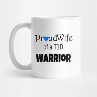 Proud Wife - Black Text - Blue Heart Mug